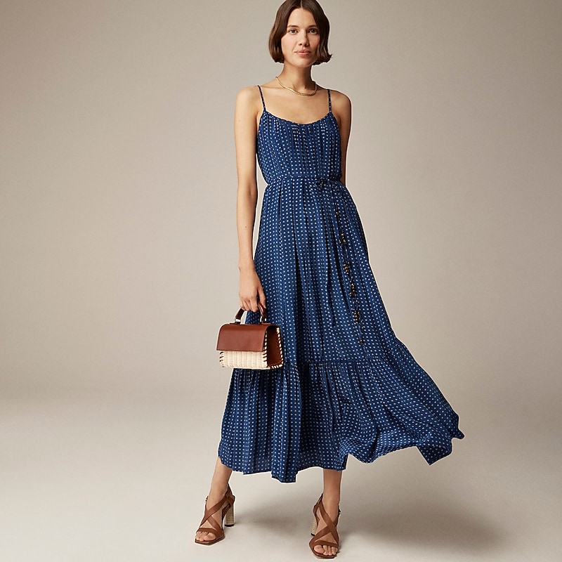 Dark Blue J.Crew Caspia dress crepe de chine | J.Crew Factory | QIMSV2931