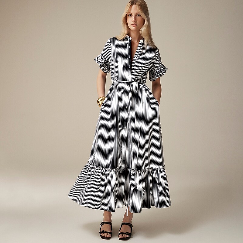 Dark Evening J.Crew Amelia maxi shirtdress cotton poplin | J.Crew Factory | VOUES3215