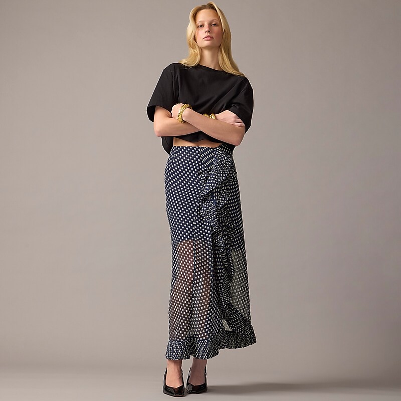 Dark Evening J.Crew Collection chiffon ruffle skirt | J.Crew Factory | BWYMS9160