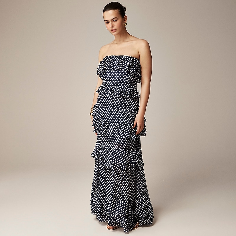 Dark Evening J.Crew Collection tiered ruffle dress in chiffon | J.Crew Factory | PMIKV3098