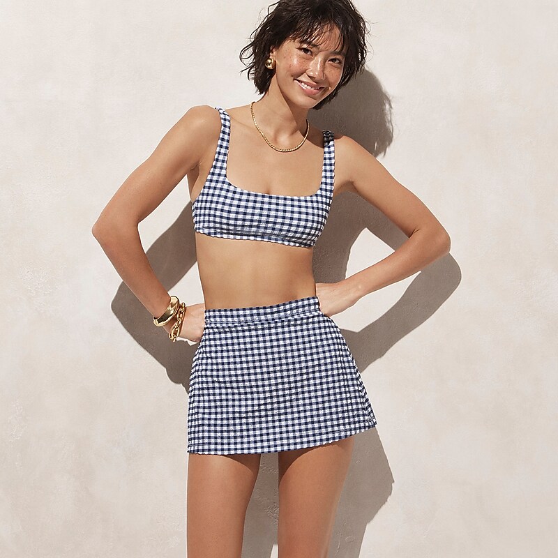 Dark Evening J.Crew Swim skirt in gingham | J.Crew Factory | TYKHX1403