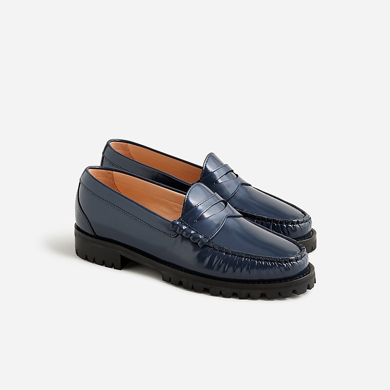 Dark Evening J.Crew Winona lug-sole penny loafers in suede | J.Crew Factory | LCJHY5210