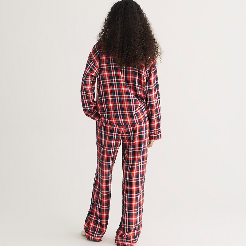 Dark Evening Plaid J.Crew Flannel long-sleeve cropped pajama pant set in plaid | J.Crew Factory | NIZQS8639