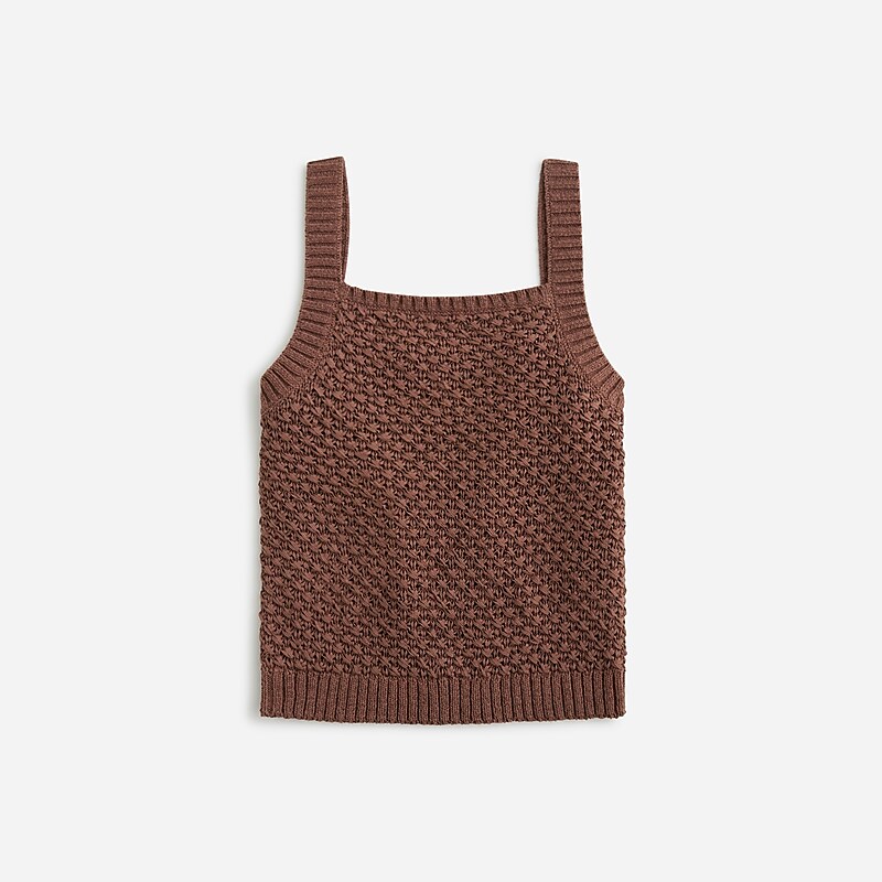 Dark Fudge J.Crew Basket-stitch sweater-tank | J.Crew Factory | TXFUO3904