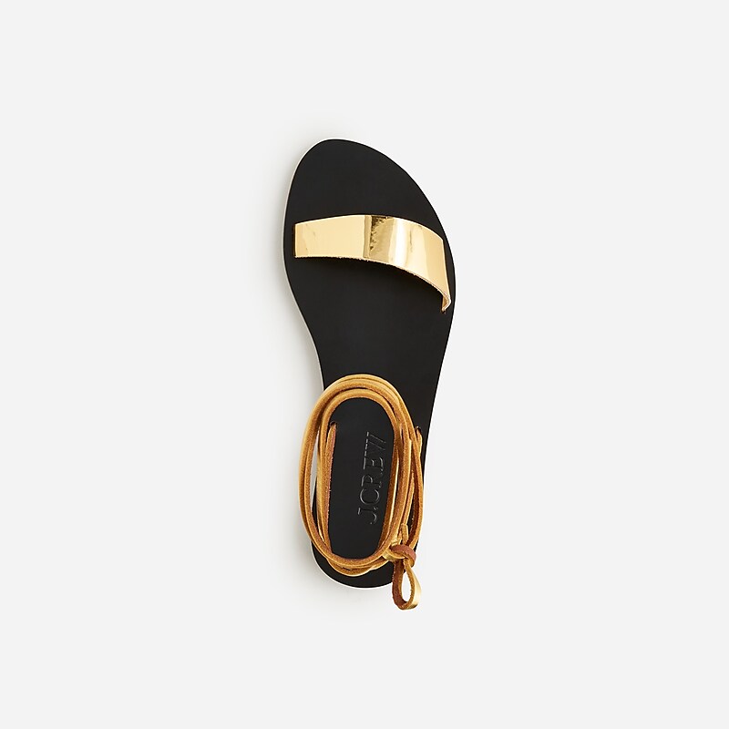 Dark Gold J.Crew Carsen made-in-Italy lace-up sandals in metallic leather | J.Crew Factory | EOWQK5740