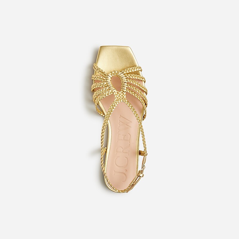 Dark Gold J.Crew New Capri braided sandals in metallic leather | J.Crew Factory | QKRJP6391