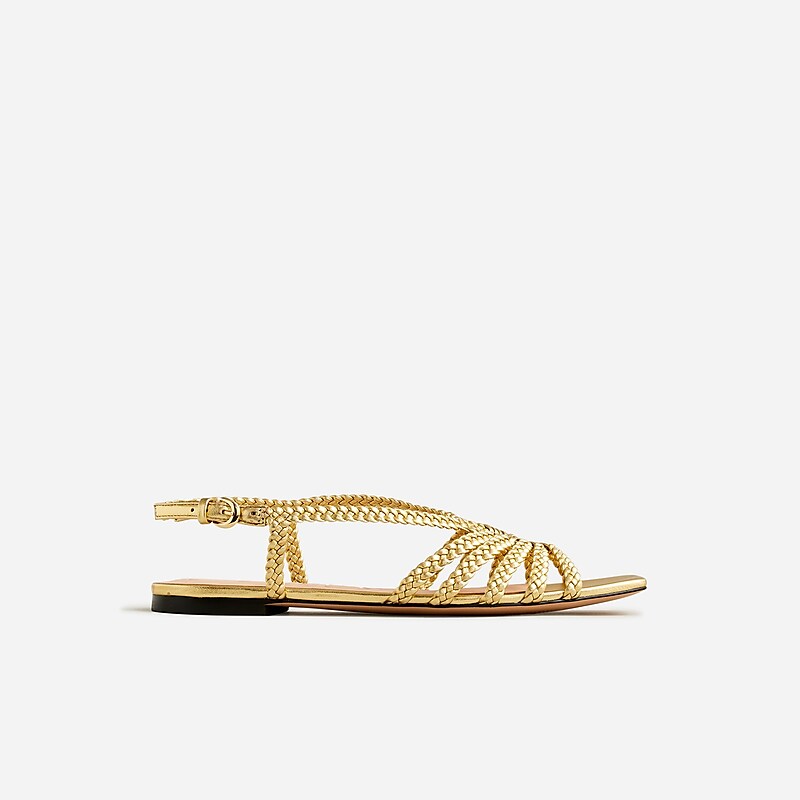 Dark Gold J.Crew New Capri braided sandals in metallic leather | J.Crew Factory | QKRJP6391