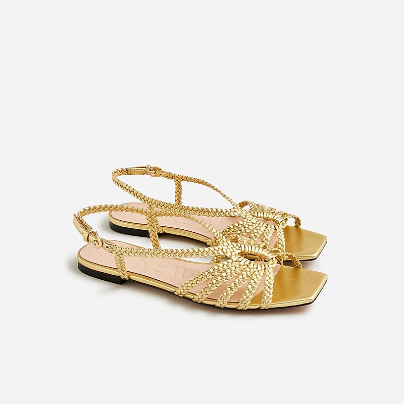 Dark Gold J.Crew New Capri braided sandals in metallic leather | J.Crew Factory | QKRJP6391