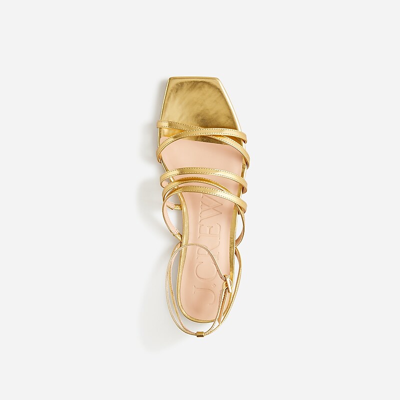 Dark Gold J.Crew New Capri strappy sandals in metallic leather | J.Crew Factory | RSCHD8436