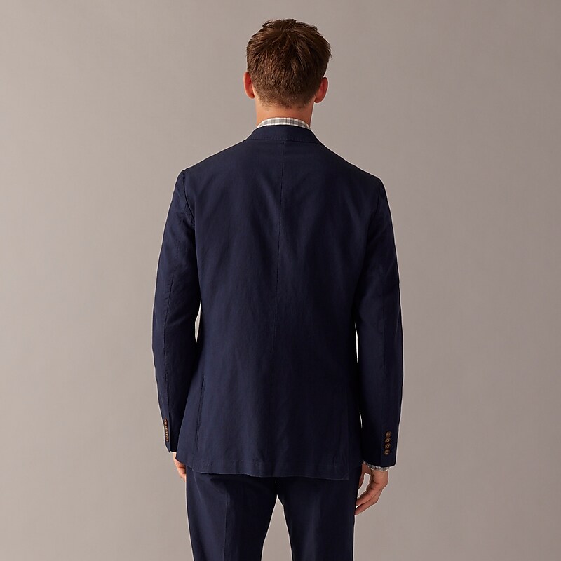 Dark Navy J.Crew Ludlow Slim-fit unstructured suit jacket in Irish cotton-linen blend | J.Crew Factory | TWULK7932