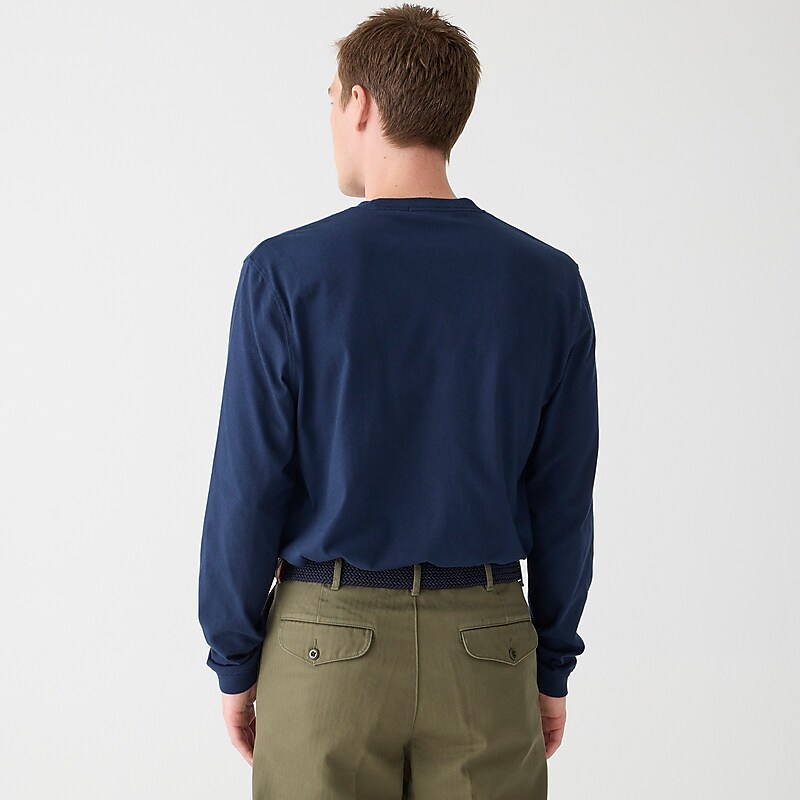 Dark Navy J.Crew Relaxed long-sleeve premium-weight cotton T-shirt | J.Crew Factory | VRIFK3869