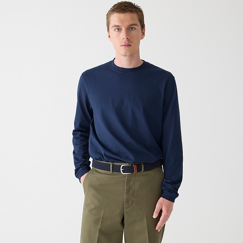 Dark Navy J.Crew Relaxed long-sleeve premium-weight cotton T-shirt | J.Crew Factory | VRIFK3869