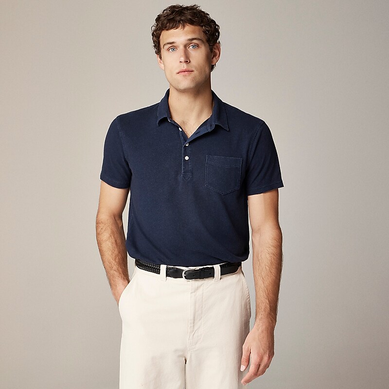 Darkest Indigo J.Crew Hemp-organic cotton blend polo shirt | J.Crew Factory | PZGUT5027