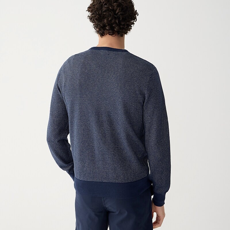 Darkest Indigo Natural J.Crew Cotton piqué-stitch crewneck sweater | J.Crew Factory | JPIEM4357