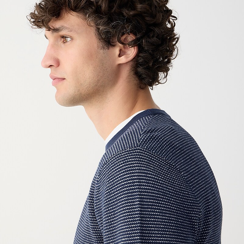 Darkest Indigo Natural J.Crew Cotton piqué-stitch crewneck sweater | J.Crew Factory | JPIEM4357