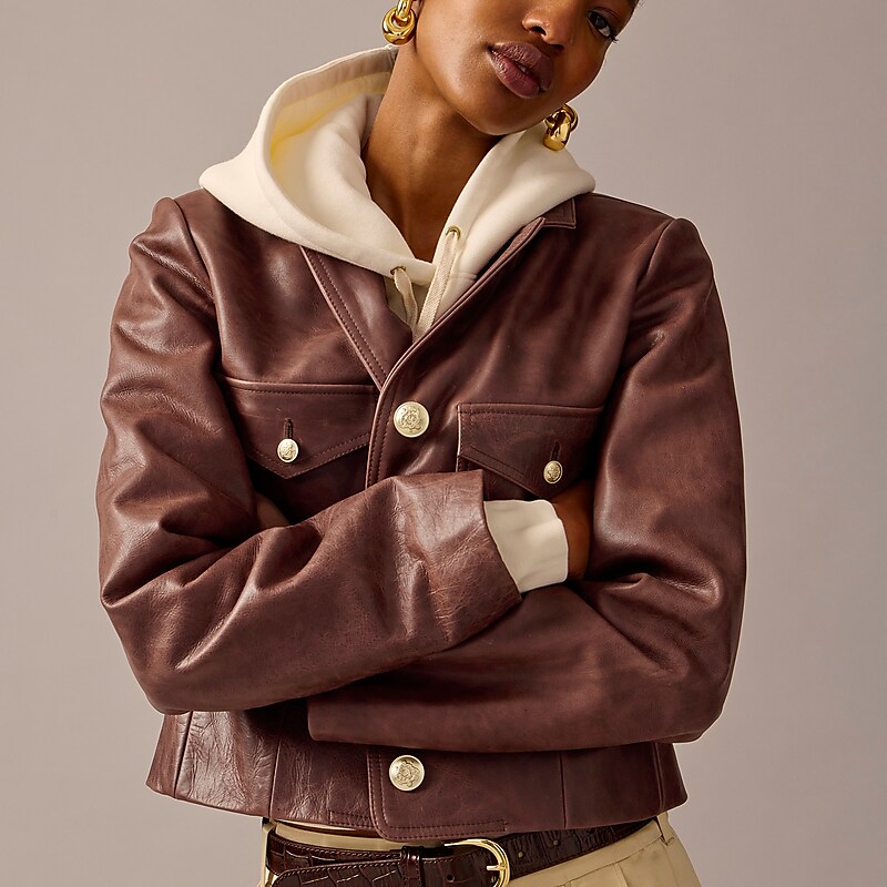 Deep Auburn J.Crew Collection leather lady jacket | J.Crew Factory | ZCUIL6958