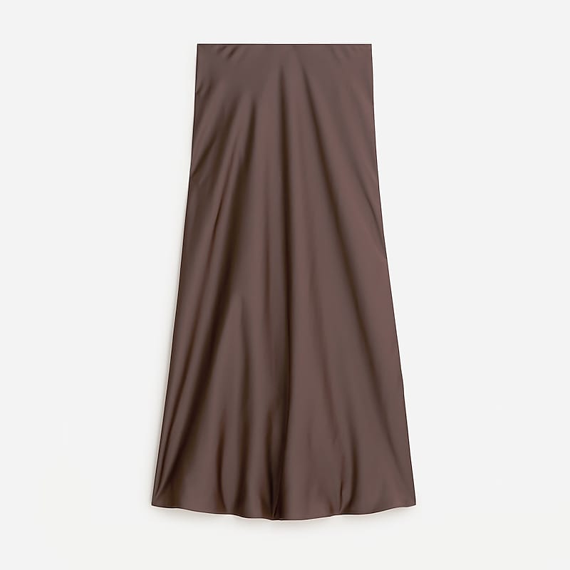 Deep Chocolate J.Crew Gwyneth slip skirt in floral luster charmeuse | J.Crew Factory | SUITN2510