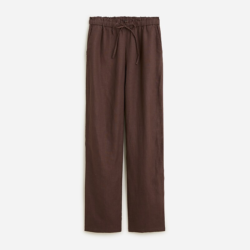 Deep Chocolate J.Crew Soleil pant in striped linen | J.Crew Factory | MRWIL8540