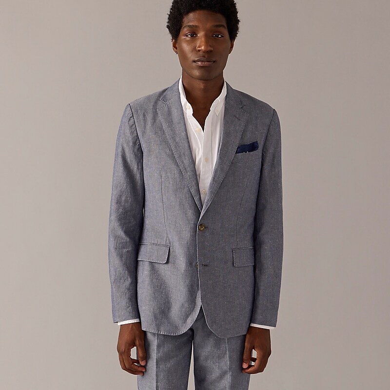 Deep Water J.Crew Ludlow Slim-fit unstructured suit jacket in Irish cotton-linen blend | J.Crew Factory | UMPAX1059