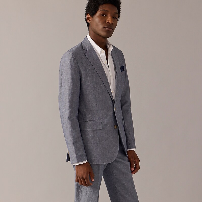 Deep Water J.Crew Ludlow Slim-fit unstructured suit jacket in Irish cotton-linen blend | J.Crew Factory | UMPAX1059