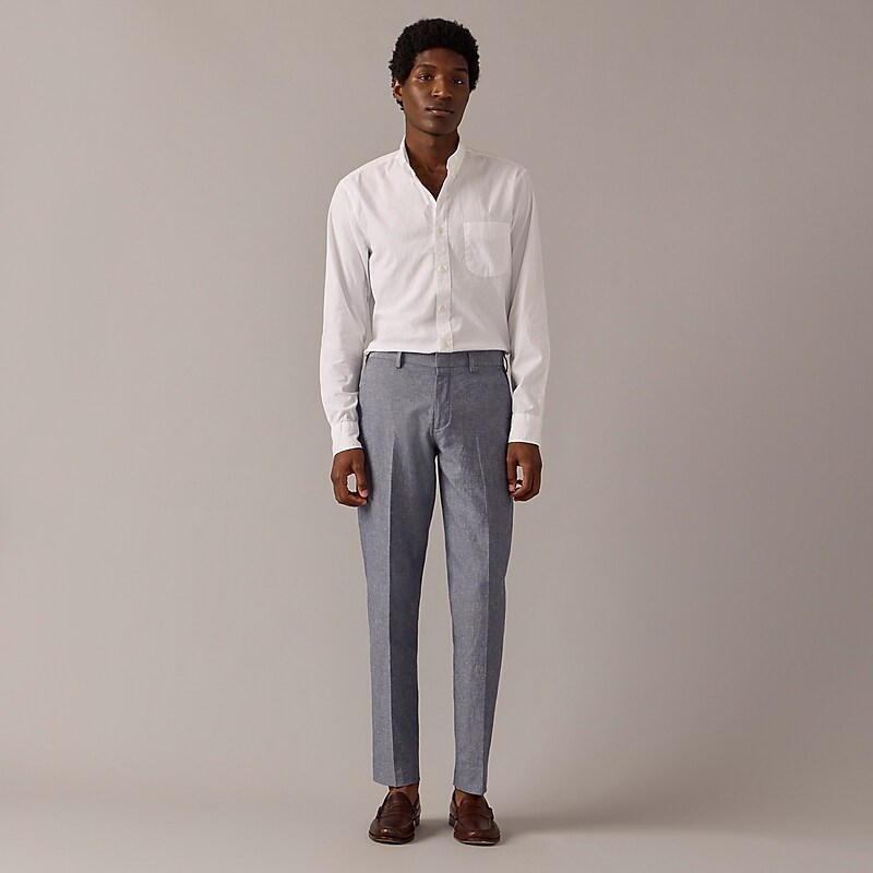 Deep Water J.Crew Ludlow Slim-fit unstructured suit pant in Irish cotton-linen blend | J.Crew Factory | HJSYW3680