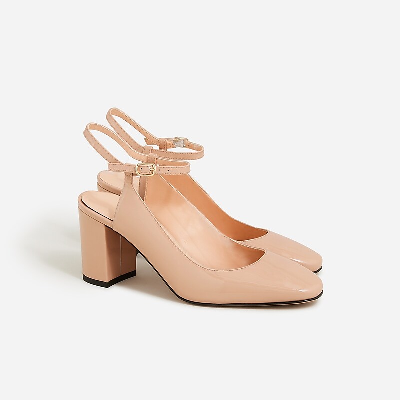 Desert Taupe J.Crew Maisie ankle-strap heels in patent leather | J.Crew Factory | HTZOU9450