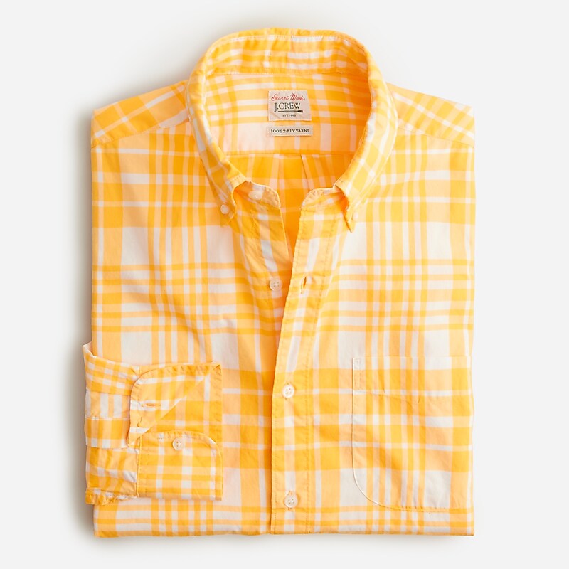 Dov Plaid Yellow White J.Crew Secret Wash cotton poplin shirt | J.Crew Factory | PKQLX9230