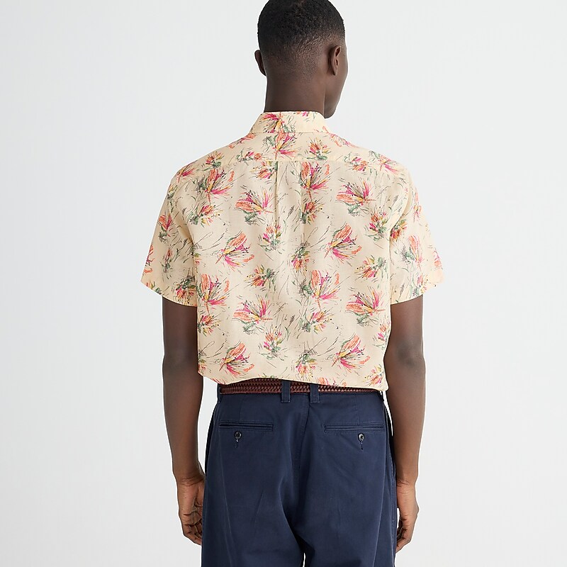 Dune Flower Natural Mul J.Crew Short-sleeve cotton-linen blend shirt in print | J.Crew Factory | TVMXC6385