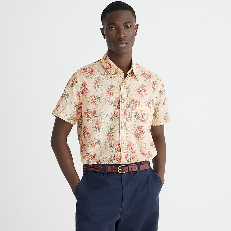 Dune Flower Natural Mul J.Crew Short-sleeve cotton-linen blend shirt in print | J.Crew Factory | TVMXC6385