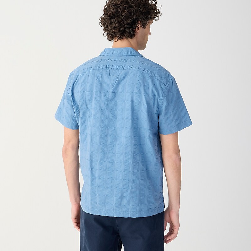 Dusty Sea J.Crew Short-sleeve textured cotton camp-collar shirt | J.Crew Factory | DSUAO7941