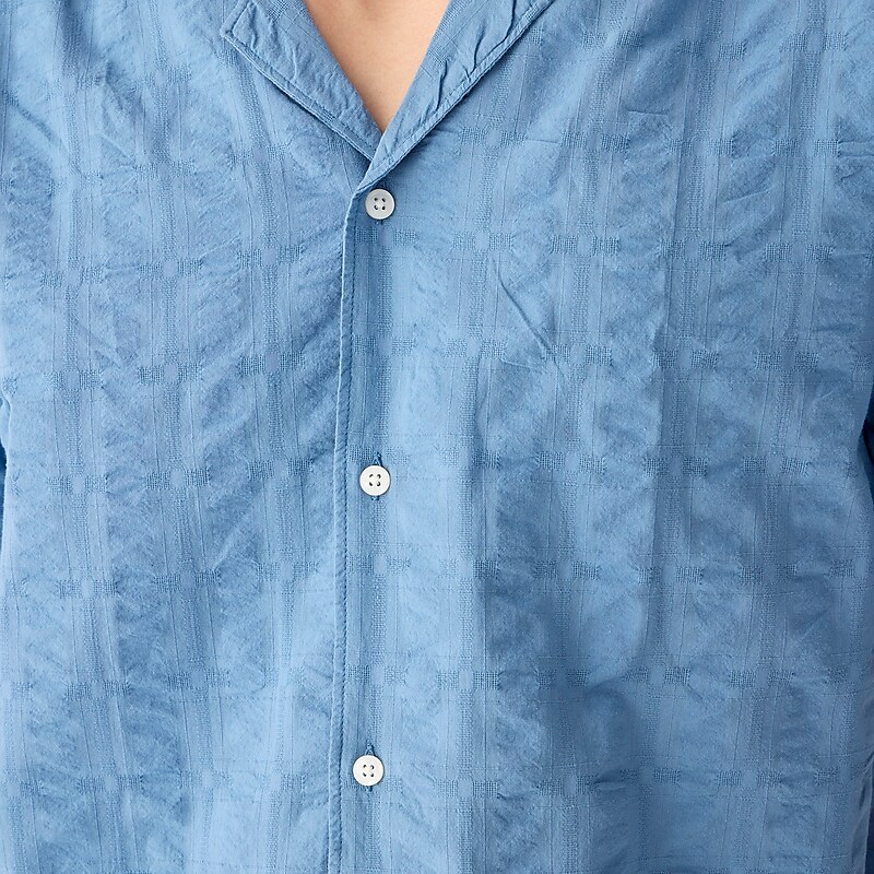 Dusty Sea J.Crew Short-sleeve textured cotton camp-collar shirt | J.Crew Factory | DSUAO7941