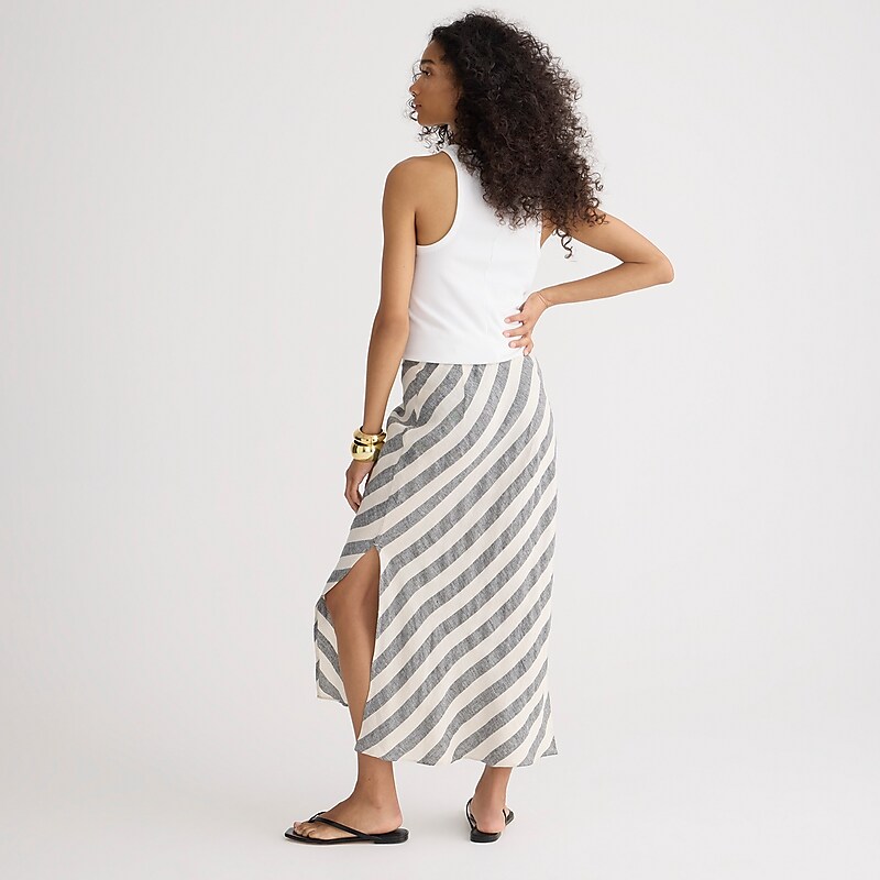 Eleanor Stripe J.Crew Gwyneth slip skirt in striped linen | J.Crew Factory | SFOIJ9364