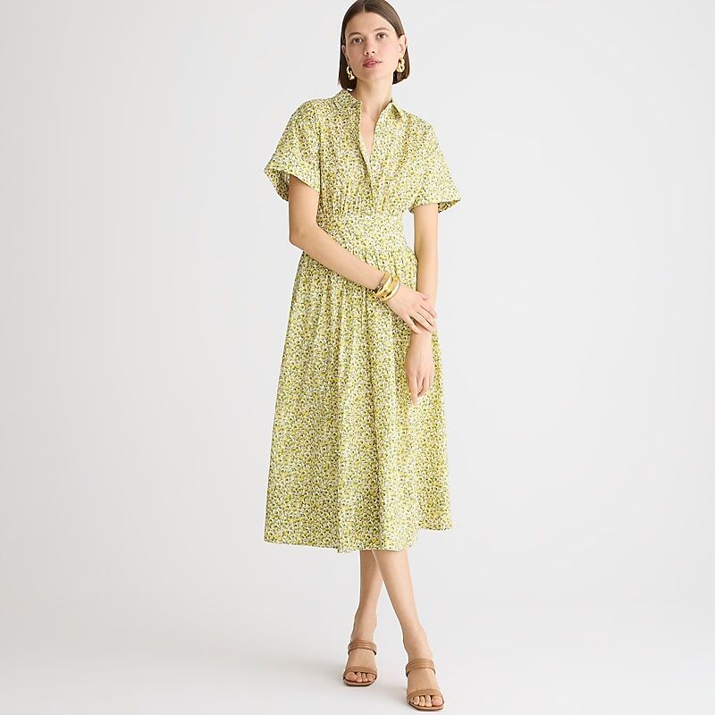 Elizas Yellow J.Crew Fitted-waist shirtdress in Liberty® Eliza\'s Yellow fabric | J.Crew Factory | DTJVO0514