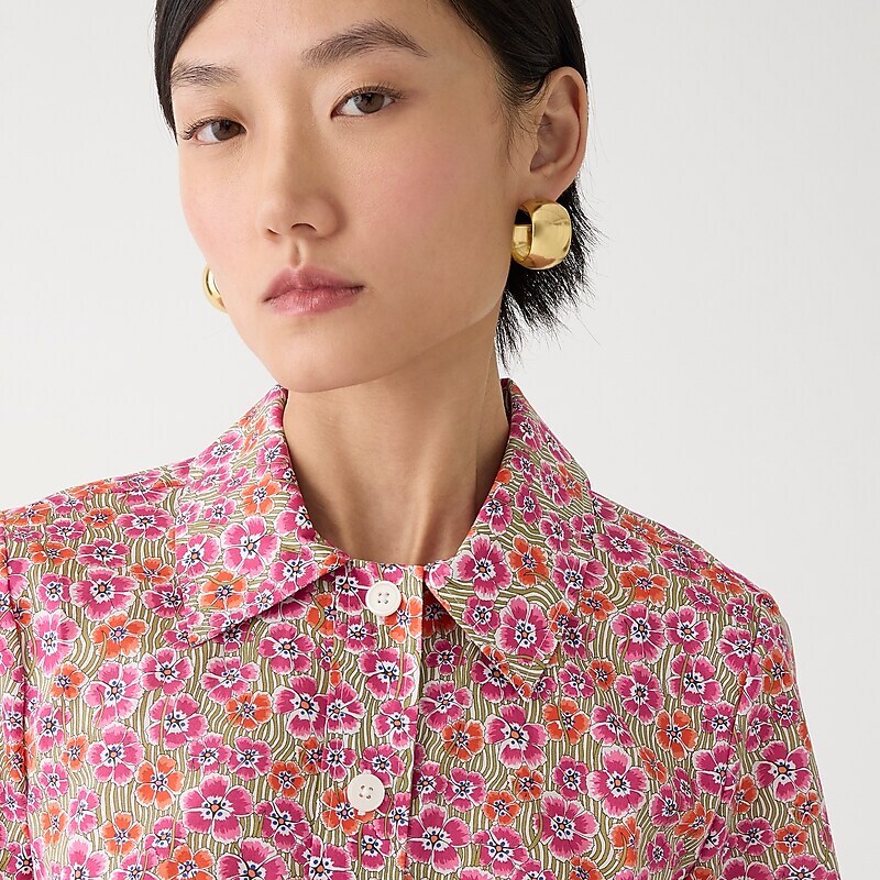 Ellie Ruth Pink J.Crew Cropped gamine shirt in Liberty® Ellie fabric | J.Crew Factory | ZPUEK9302