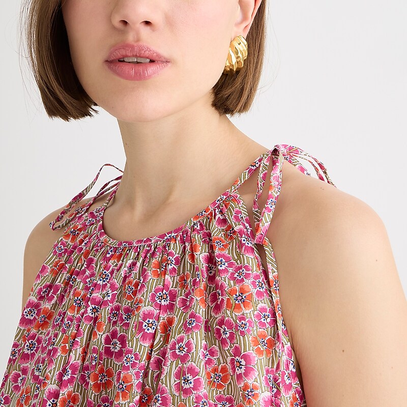 Ellie Ruth Pink J.Crew Tie-shoulder top in Liberty® Ellie fabric | J.Crew Factory | QBJZL9625