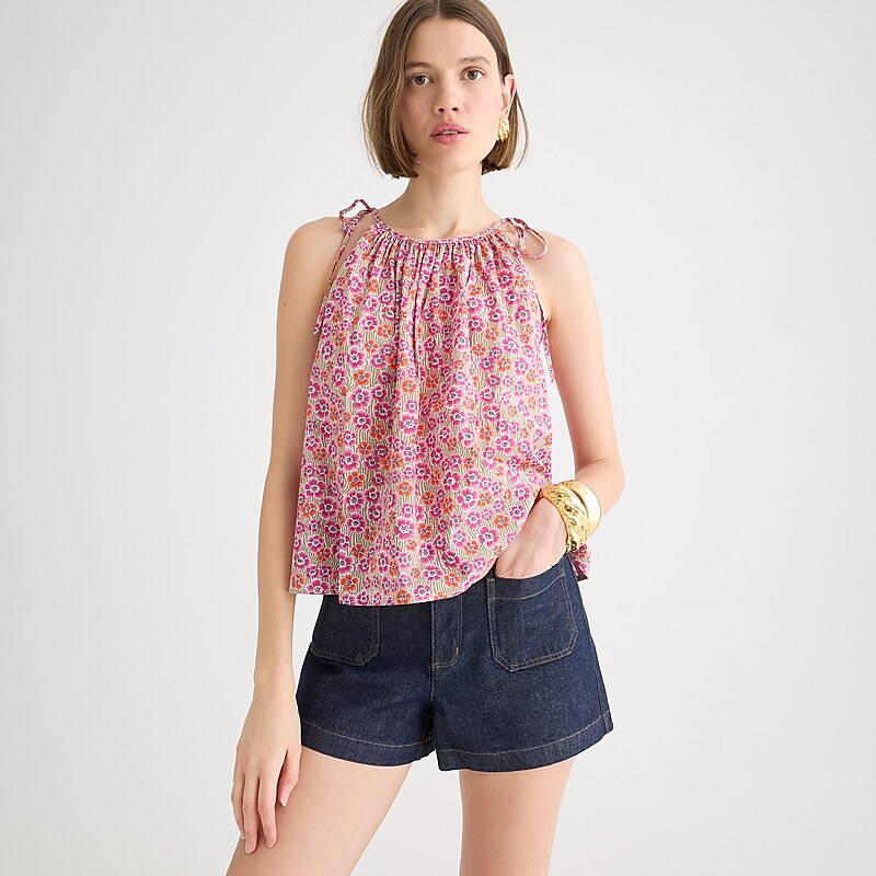 Ellie Ruth Pink J.Crew Tie-shoulder top in Liberty® Ellie fabric | J.Crew Factory | QBJZL9625