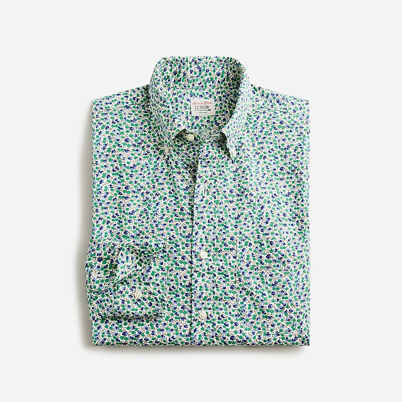 Ellis Ditsy Ivory Green J.Crew Secret Wash cotton poplin shirt | J.Crew Factory | IDHFS4902