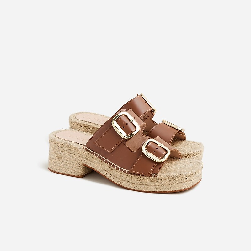 English Saddle J.Crew Made-in-Spain block-heel espadrilles in faux raffia | J.Crew Factory | XGSVL2467