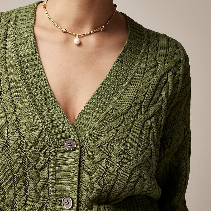 Faded Moss J.Crew Cable-knit cardigan sweater | J.Crew Factory | UQRDS4196