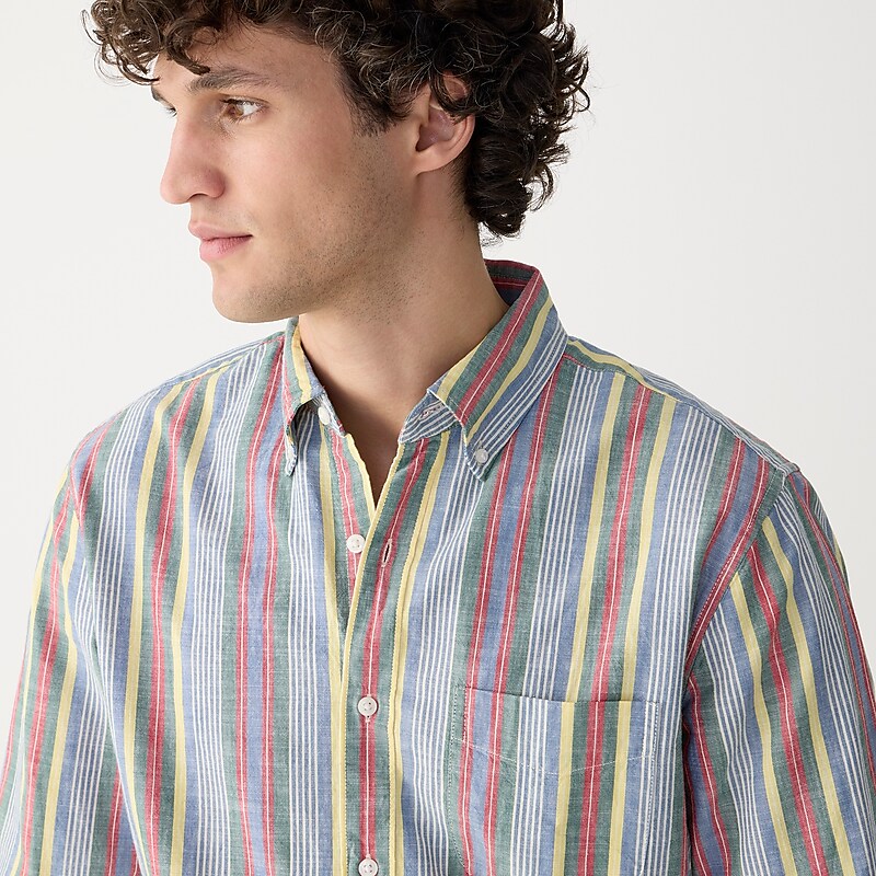 Ferris Awning Stripe Gr J.Crew Organic cotton indigo chambray shirt in stripe | J.Crew Factory | LZKRB7802