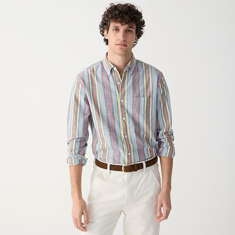 Ferris Awning Stripe Gr J.Crew Organic cotton indigo chambray shirt in stripe | J.Crew Factory | LZKRB7802