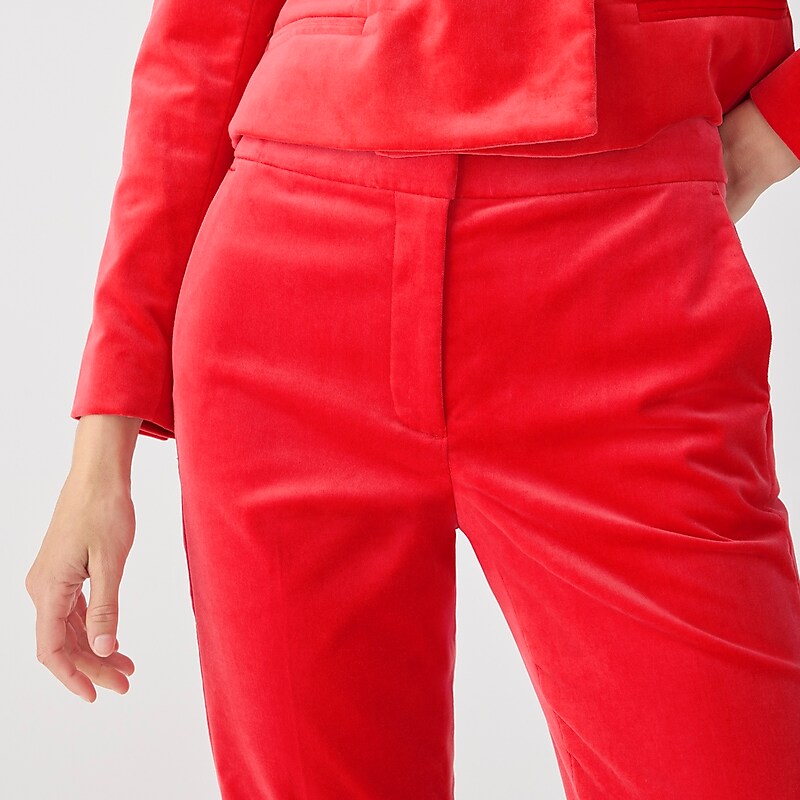 Festival Red J.Crew Kate straight-leg pant in stretch velvet | J.Crew Factory | SUCKE5806