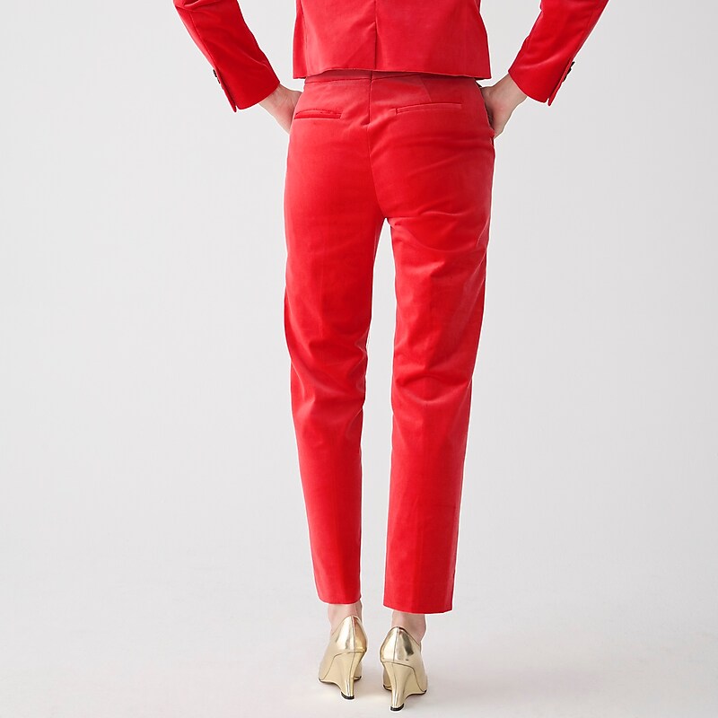 Festival Red J.Crew Kate straight-leg pant in stretch velvet | J.Crew Factory | SUCKE5806