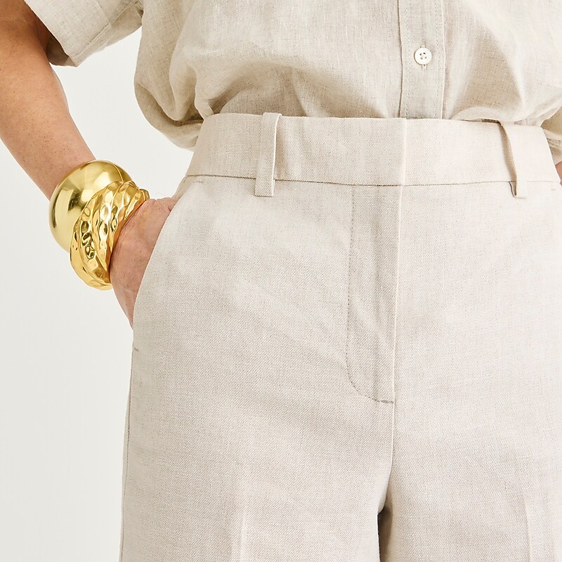 Flax Ivory J.Crew Carolina flare pant in stretch linen blend | J.Crew Factory | DAGNI3942