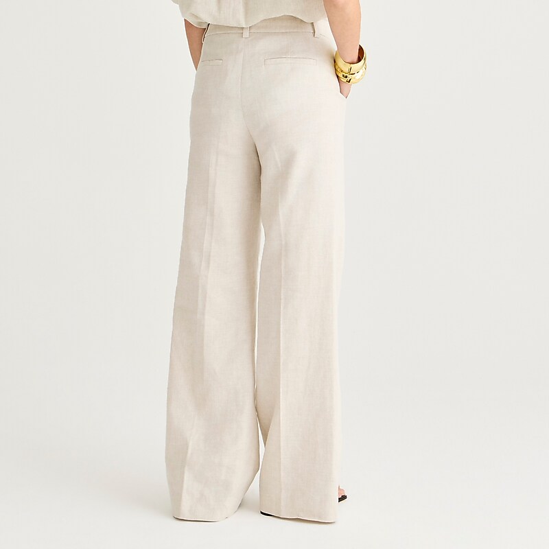 Flax Ivory J.Crew Carolina flare pant in stretch linen blend | J.Crew Factory | DAGNI3942