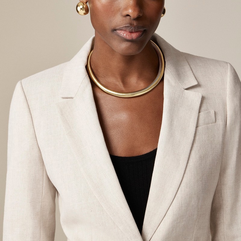 Flax Ivory J.Crew Helena blazer in stretch linen blend | J.Crew Factory | BNQJD6850