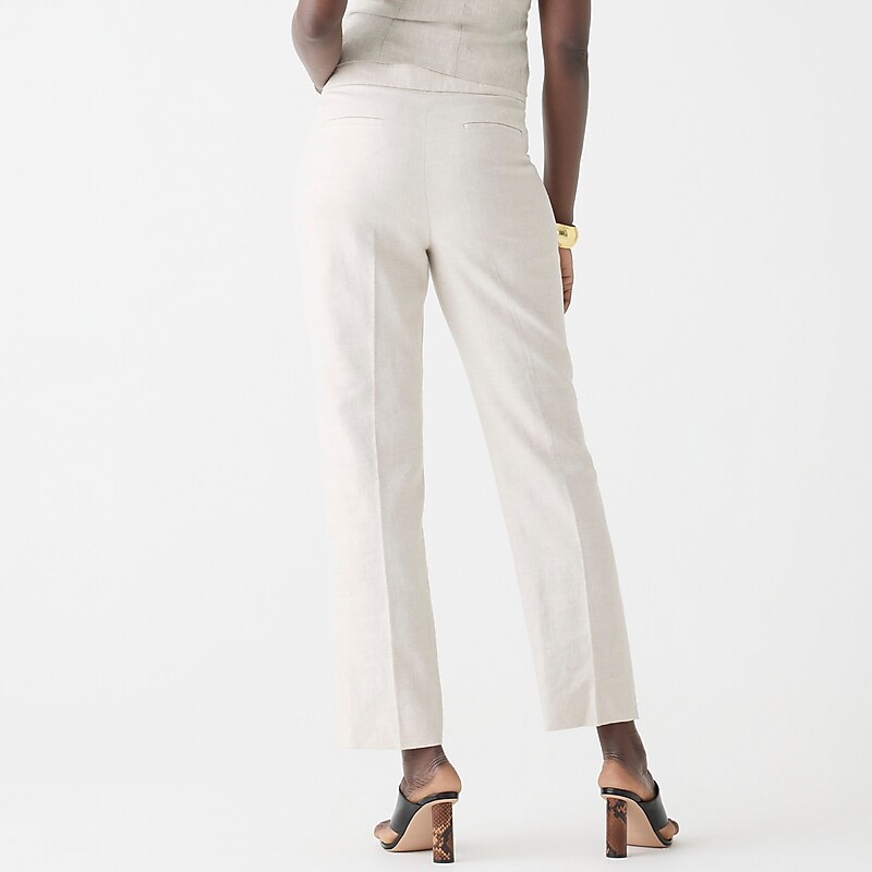 Flax Ivory J.Crew Kate straight-leg pant in stretch linen blend | J.Crew Factory | WDHYA4502