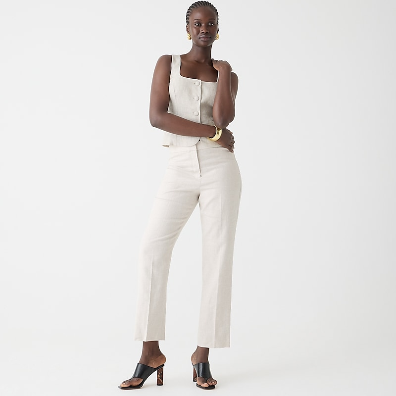 Flax Ivory J.Crew Kate straight-leg pant in stretch linen blend | J.Crew Factory | WDHYA4502