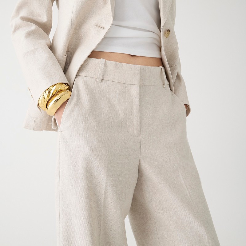 Flax Ivory J.Crew Sydney pant in stretch linen blend | J.Crew Factory | TIKCF4975