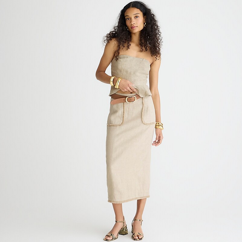 Flax J.Crew Pencil midi skirt in heavyweight linen | J.Crew Factory | FIZCR9715